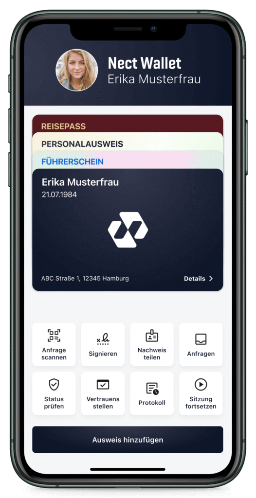 EUDI Wallet mit Nect auf dem Smartphone