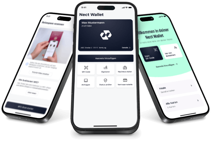 Nect como intermediário EUDI no smartphone